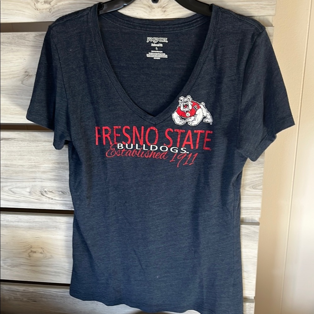 Fresno State Bulldogs Navy T-Shirt. Lg. EUC